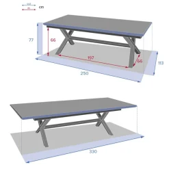 Table de jardin extensible AXIOME Effet bois Lin & Blanc