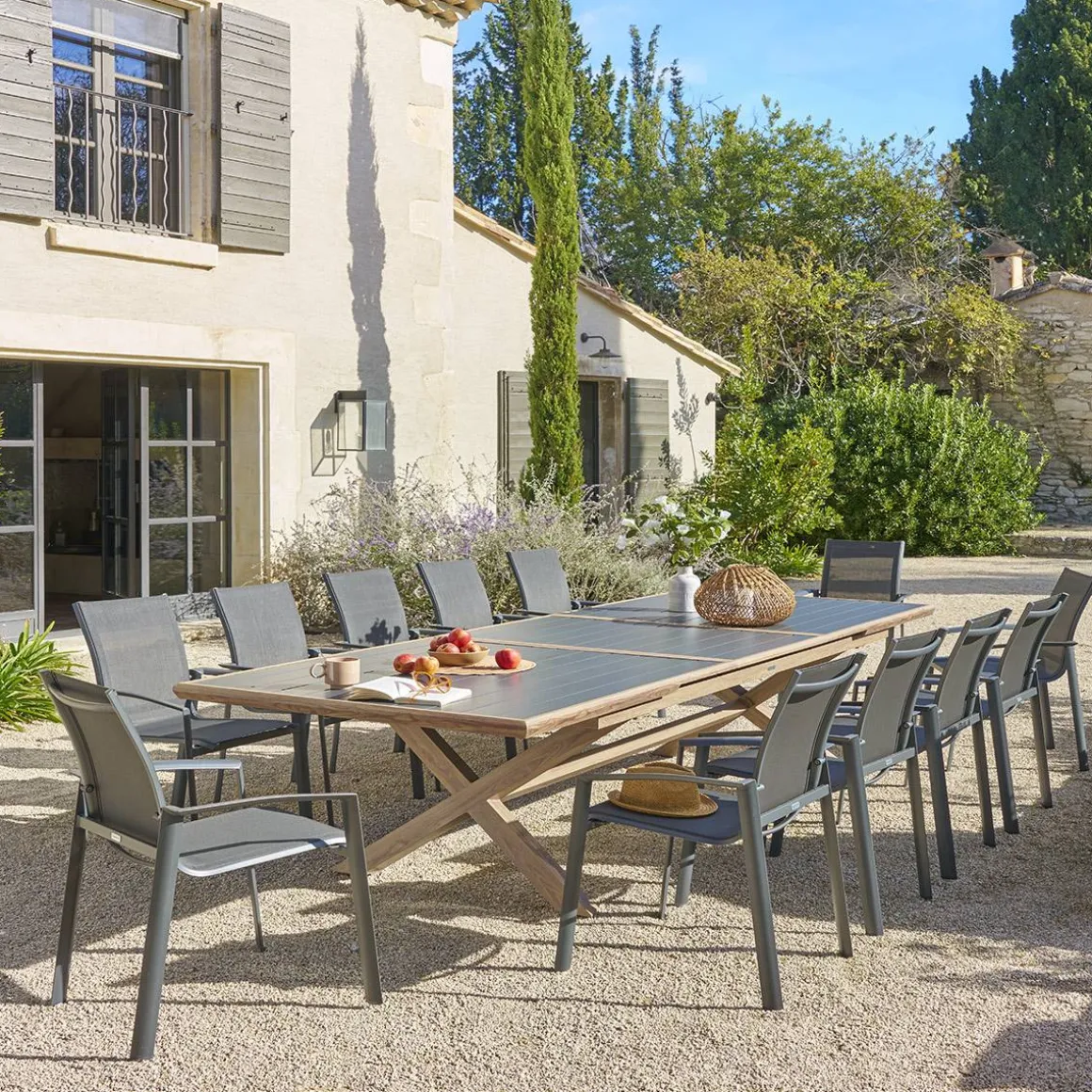 Table de jardin extensible AXIOME Graphite & Honey