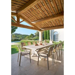 Table de jardin extensible AXIOME Effet bois Lin & Argile