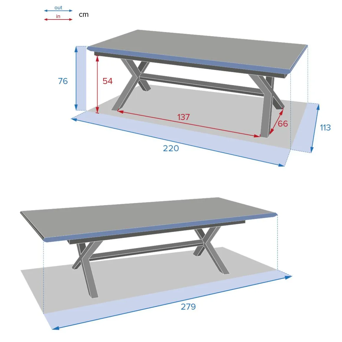 Table de jardin extensible AXIOME Ardoise granitée