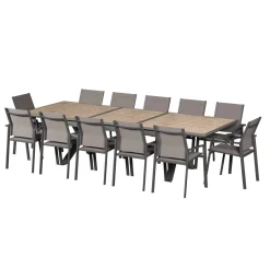 Table de jardin extensible AXIOME Effet bois Honey & Praline