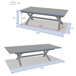 Table de jardin extensible AXIOME Ardoise granitée