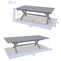 Table de jardin extensible AXIOME Ardoise granitée