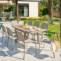Table de jardin extensible carréee PIAZZA Truffe / Café