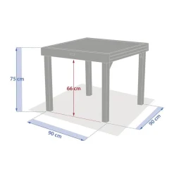 Table de jardin extensible carréee PIAZZA Truffe / Café