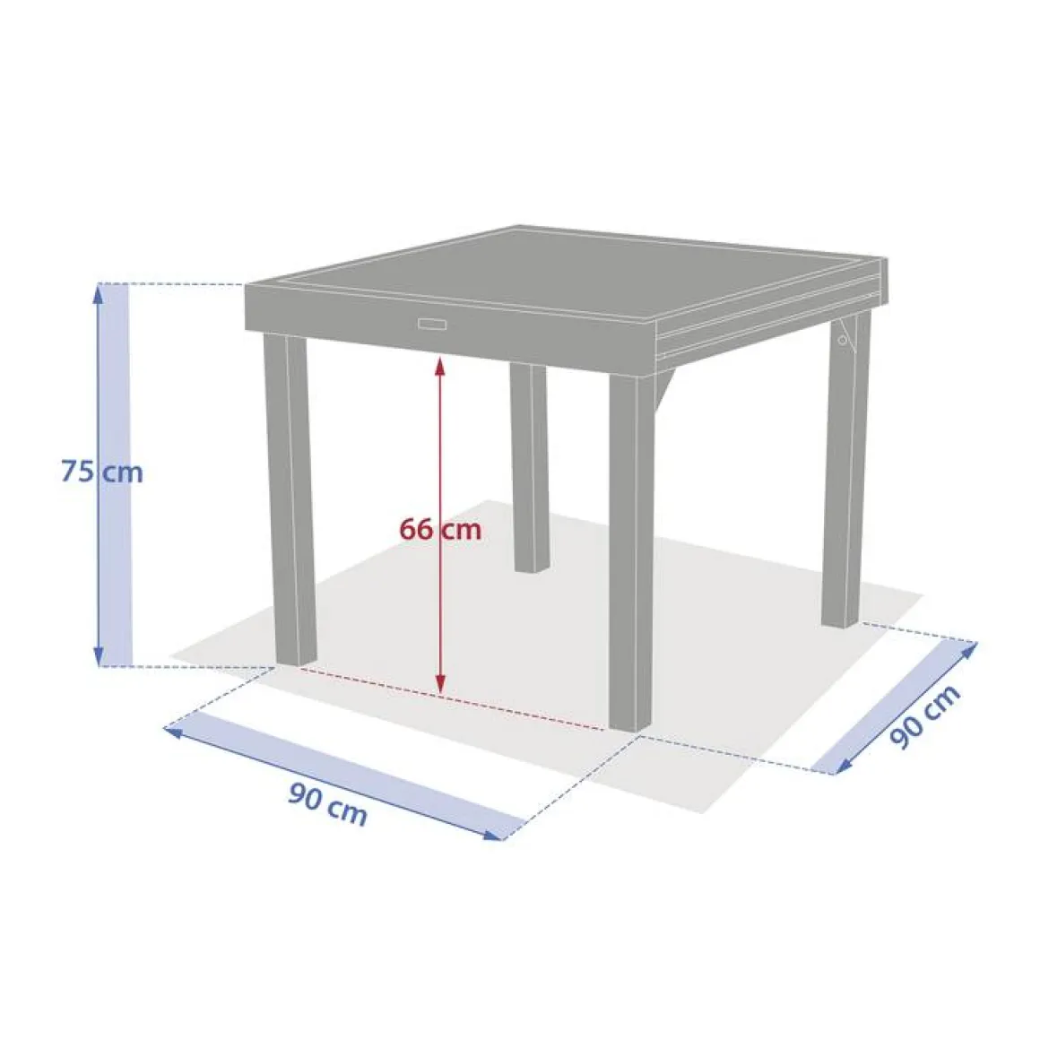 Table de jardin extensible carréee PIAZZA Truffe / Café