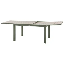 Table de jardin extensible coulissante ÉVASION Effet bois Lin & Vert laurier