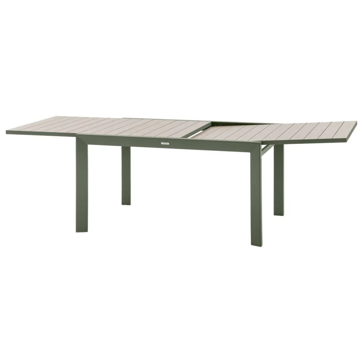 Table de jardin extensible coulissante ÉVASION Effet bois Lin & Vert laurier