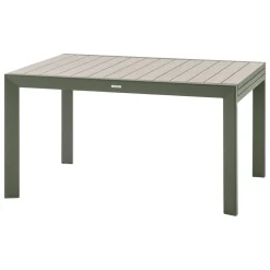 Table de jardin extensible coulissante ÉVASION Effet bois Lin & Vert laurier