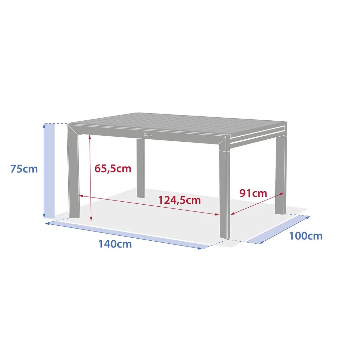 Table de jardin extensible coulissante ÉVASION Effet bois Lin & Vert laurier