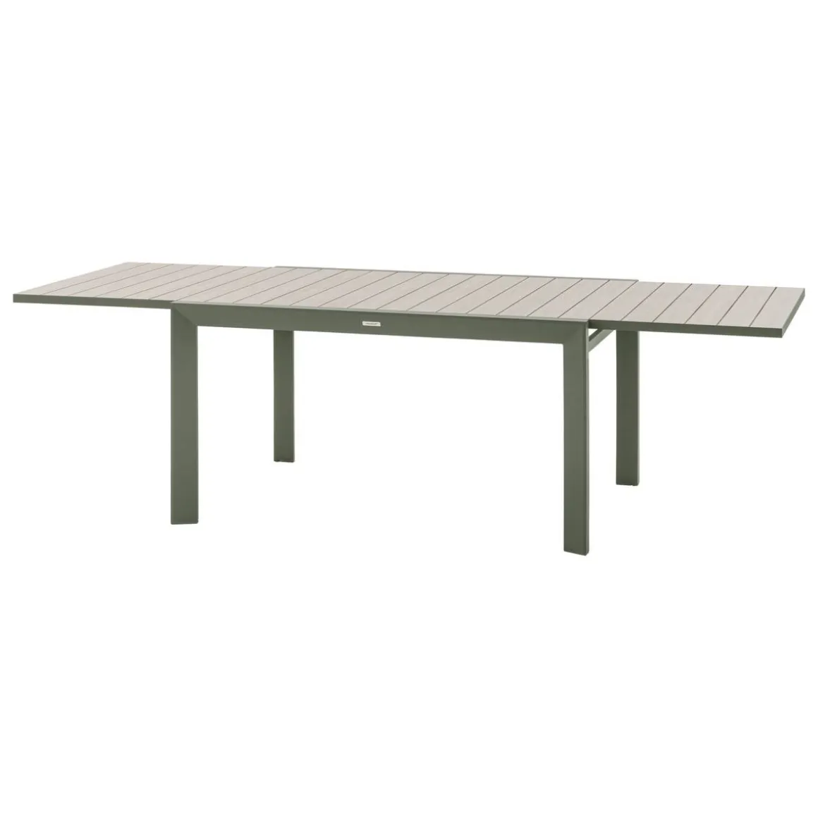 Table de jardin extensible coulissante ÉVASION Effet bois Lin & Vert laurier