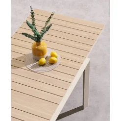 Table de jardin extensible coulissante ÉVASION Effet bois Lin & Argile