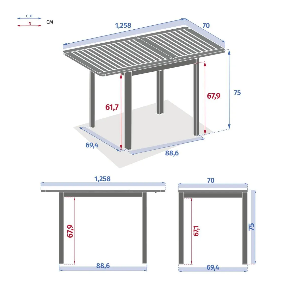Table de jardin extensible FOLYA Eucalyptus & Graphite