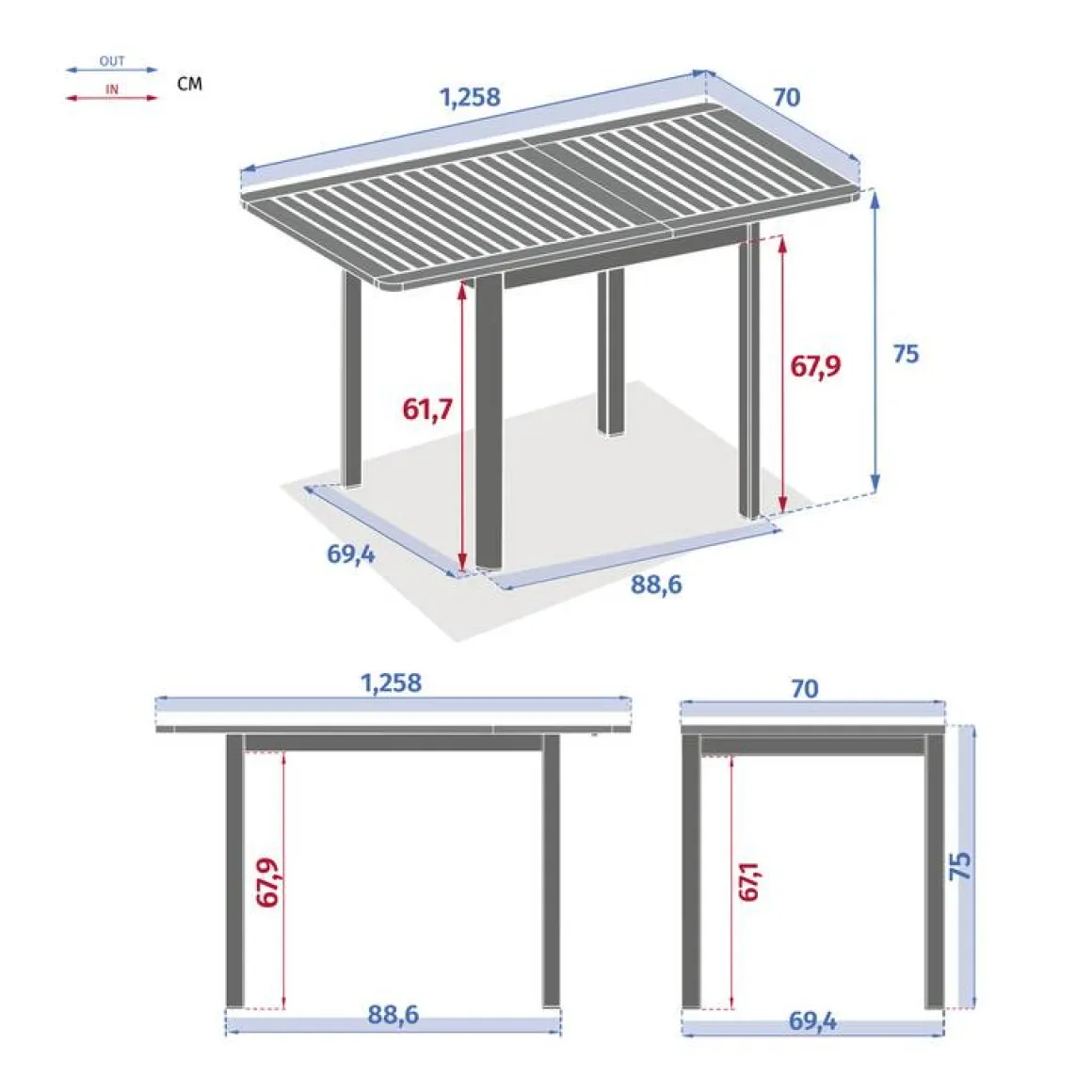 Table de jardin extensible FOLYA Eucalyptus & Graphite