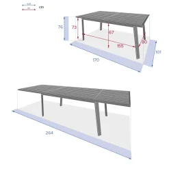 Table de jardin extensible PAVANE Graphite