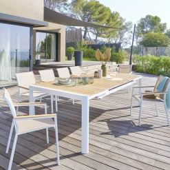 Table de jardin extensible PARADIZE Acacia & Blanc