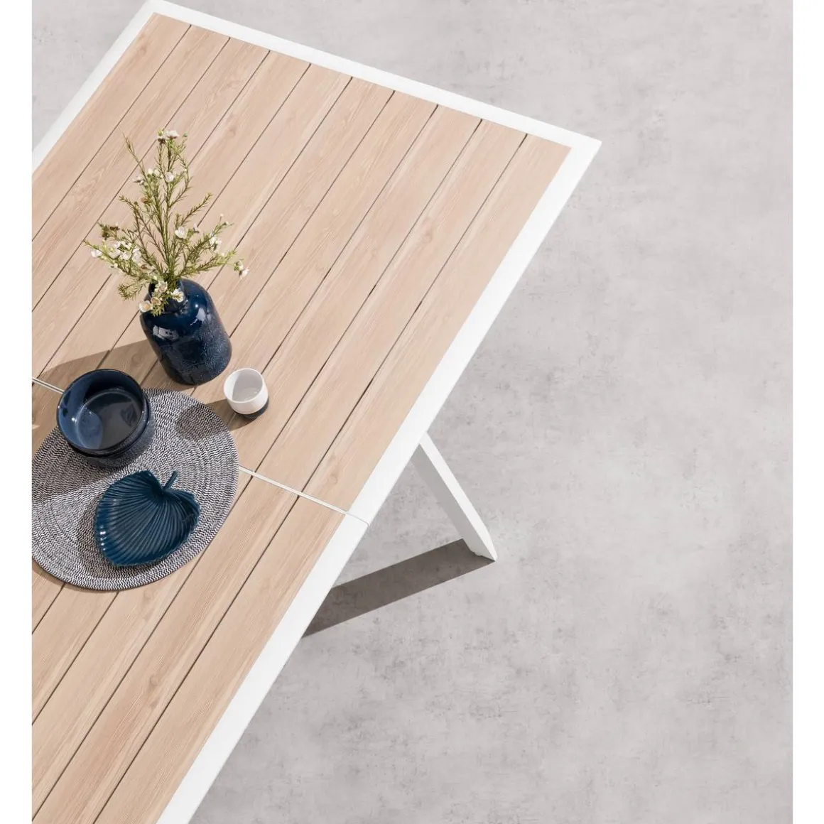 Table de jardin extensible PAVANE Lin & Blanc