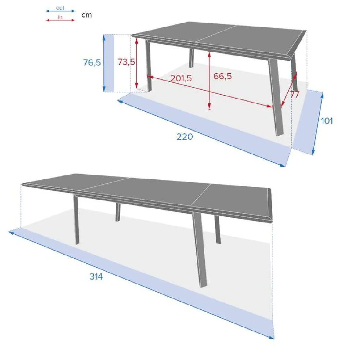 Table de jardin extensible PAVANE Lin & Blanc