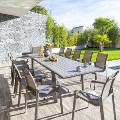 Table de jardin extensible PAVANE Seigle & Praline