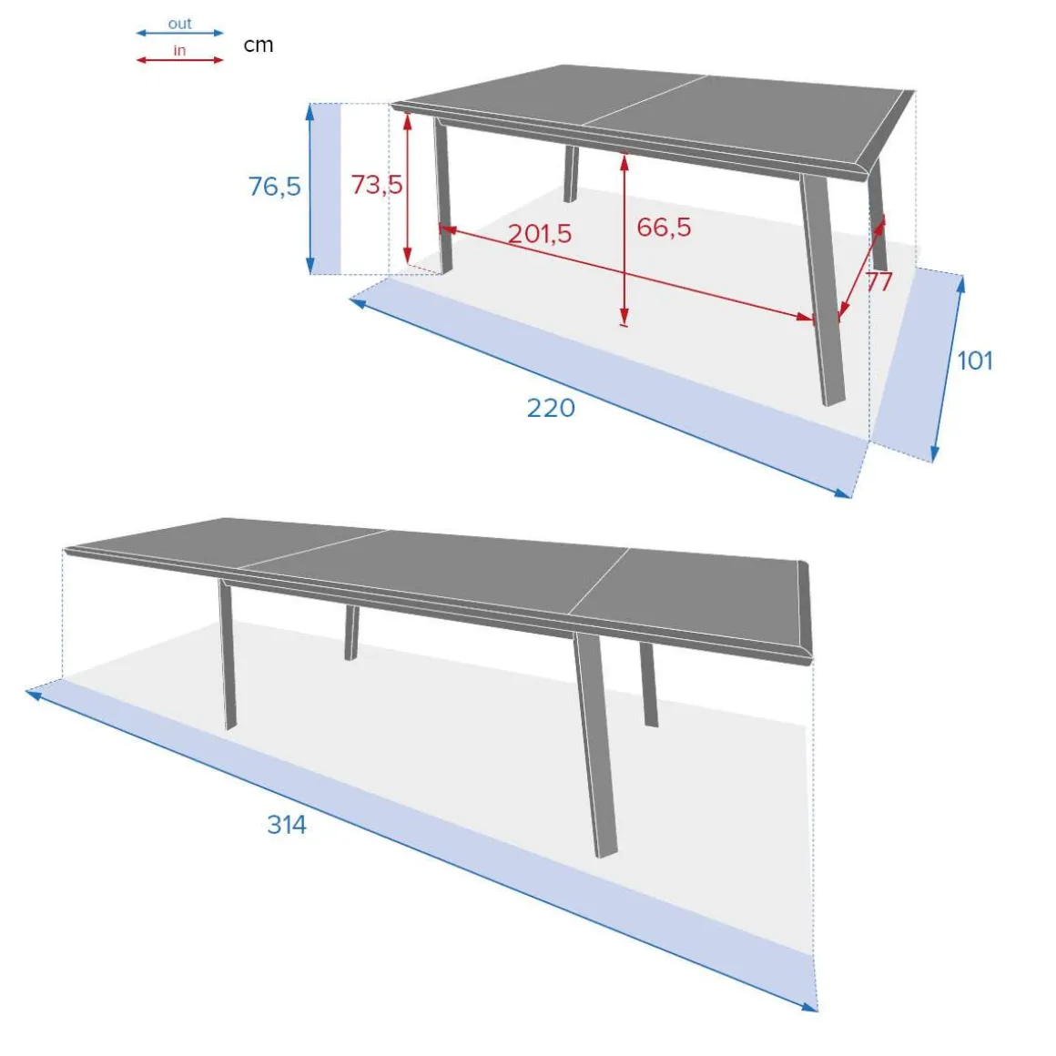 Table de jardin extensible PAVANE Seigle & Praline