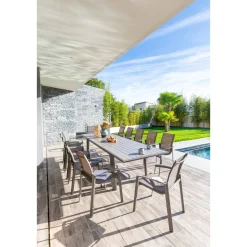 Table de jardin extensible PAVANE Seigle & Praline