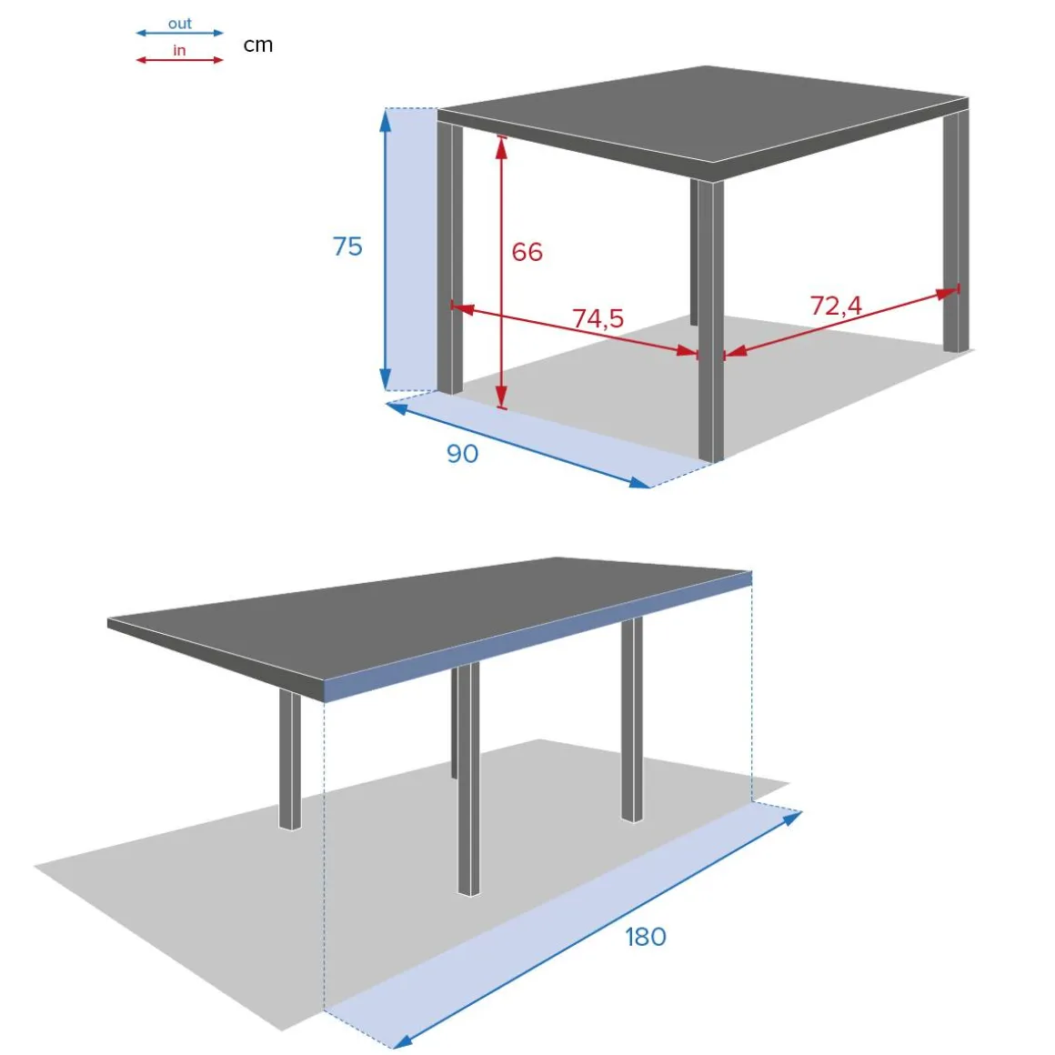 Table de jardin extensible PIAZZA Graphite