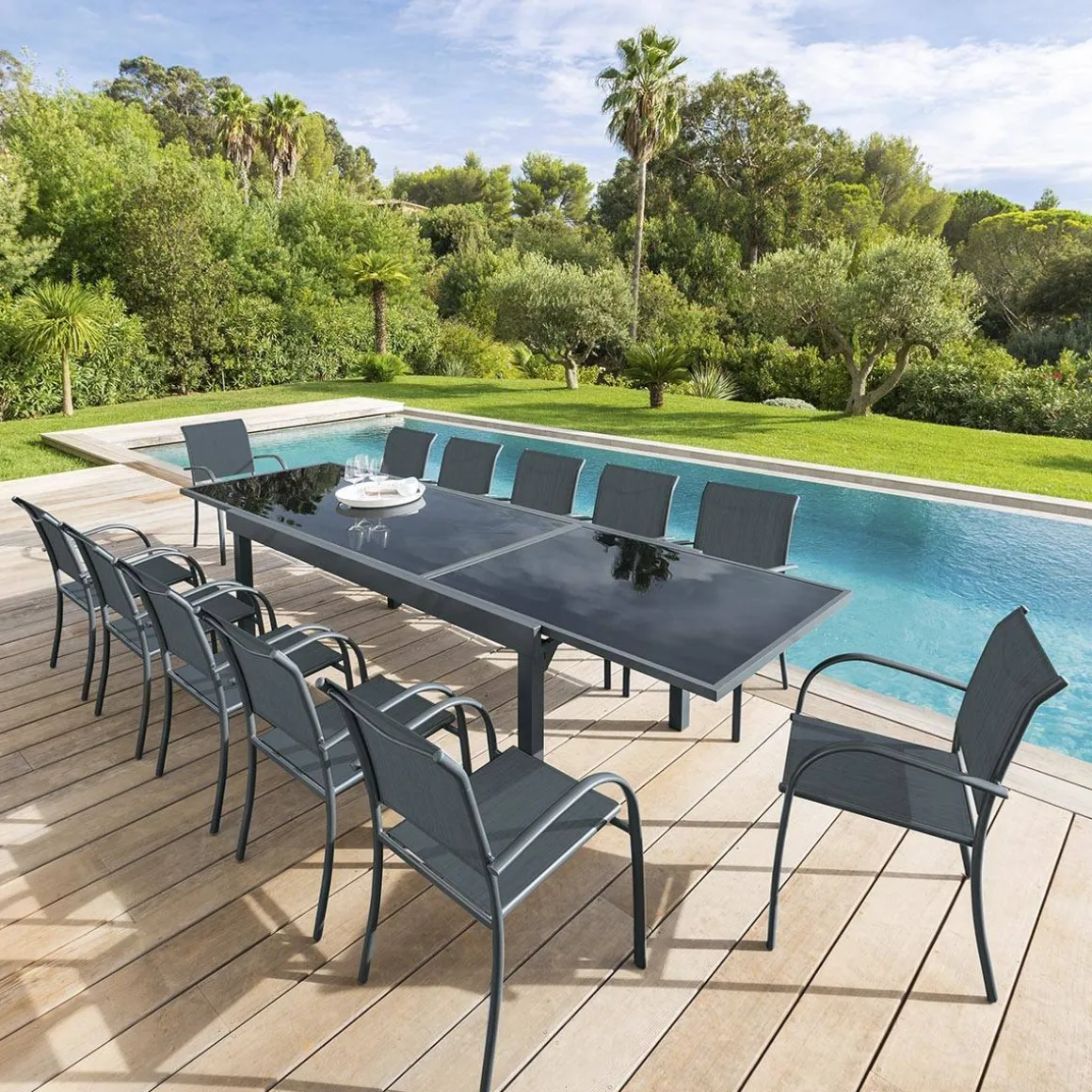 Table de jardin extensible PIAZZA Graphite