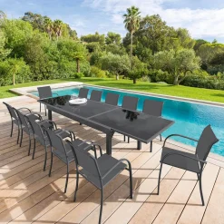 Table de jardin extensible PIAZZA Graphite