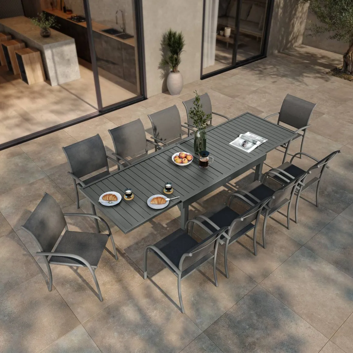 Table de jardin extensible PIAZZA Graphite