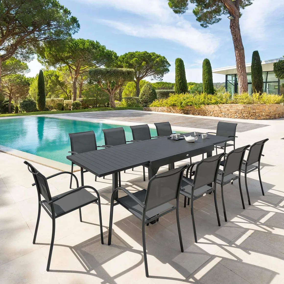 Table de jardin extensible PIAZZA Graphite