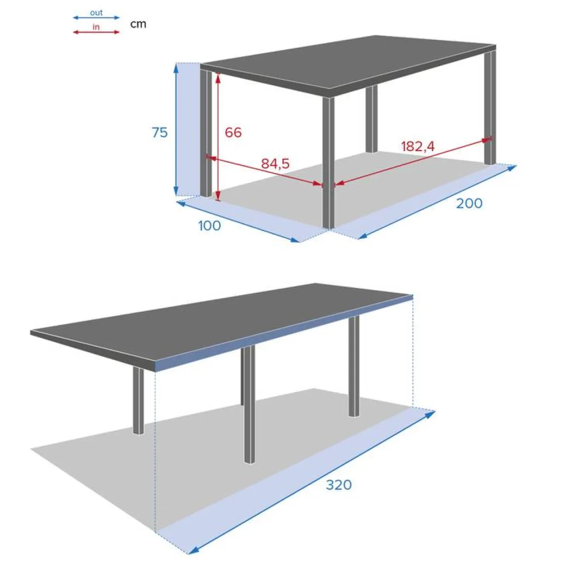 Table de jardin extensible PIAZZA Graphite