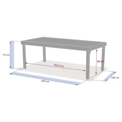Table de jardin extensible rectangulaire PIAZZA Truffe / Café