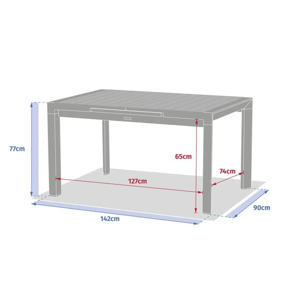 Table de jardin extensible rectangulaire EVASION Lin / Vert laurier