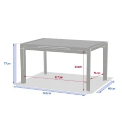 Table de jardin extensible rectangulaire EVASION Lin / Vert laurier