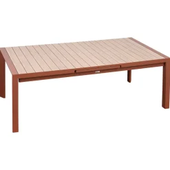 Table de jardin extensible rectangulaire EVASION Effet bois Honey / Acajou