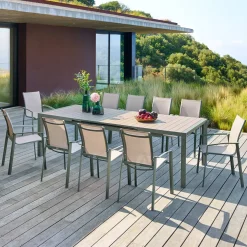 Table de jardin extensible rectangulaire EVASION Lin / Vert laurier