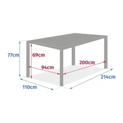 Table de jardin extensible rectangulaire EVASION Lin / Vert laurier