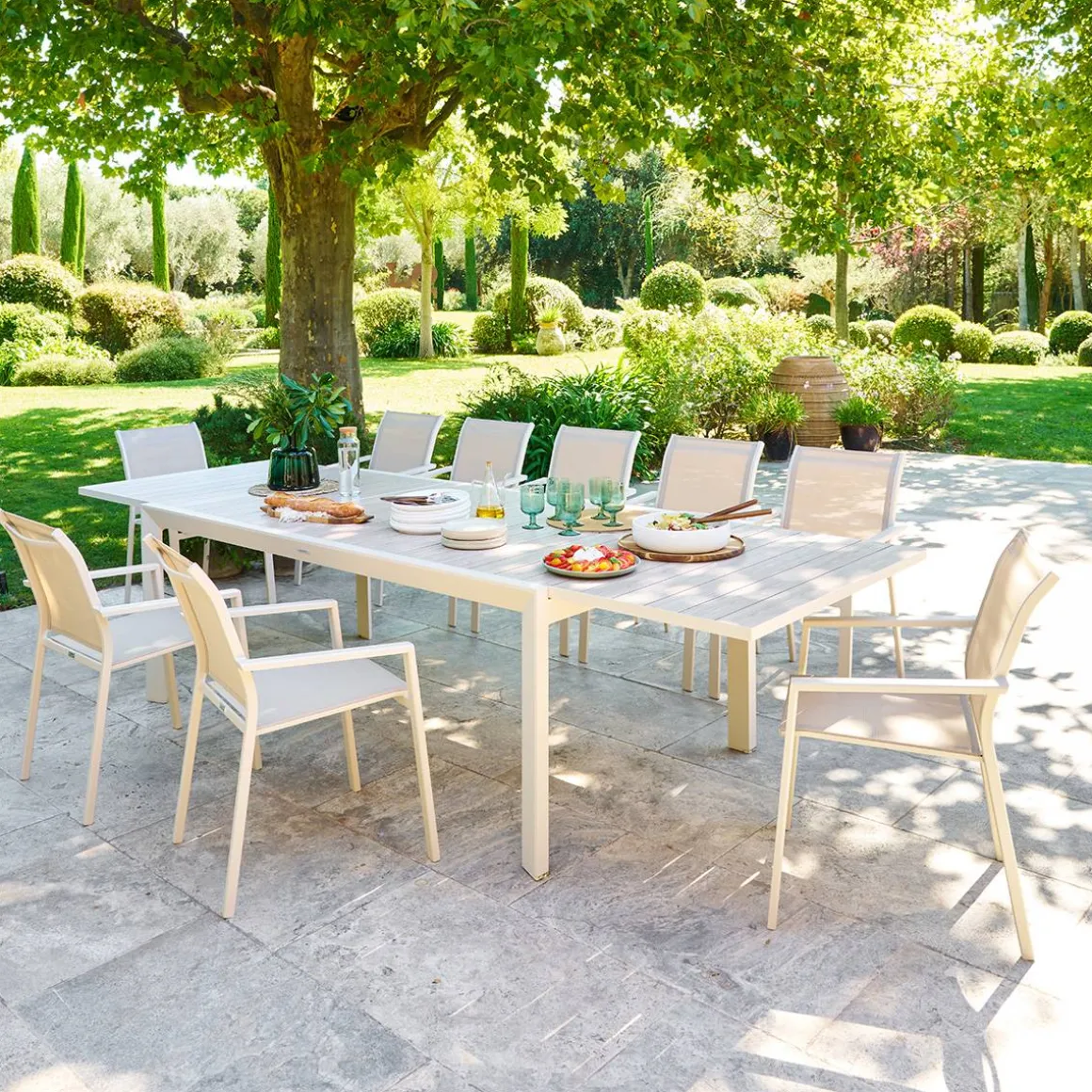 Table de jardin extensible rectangulaire EVASION Lin / Argile