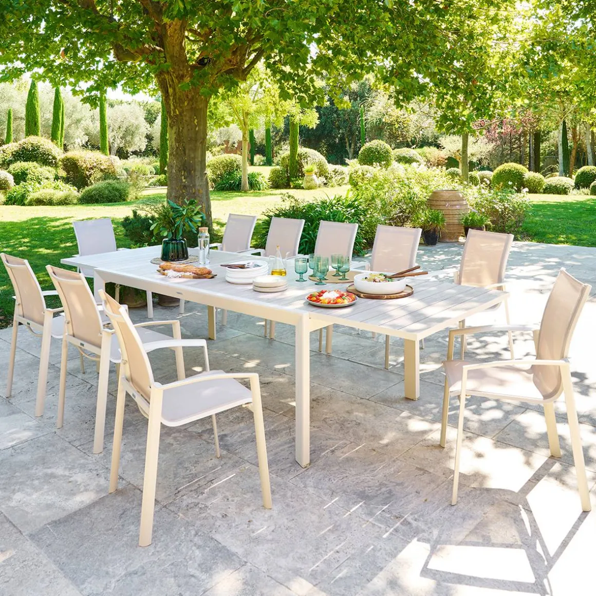 Table de jardin extensible rectangulaire EVASION Lin / Argile
