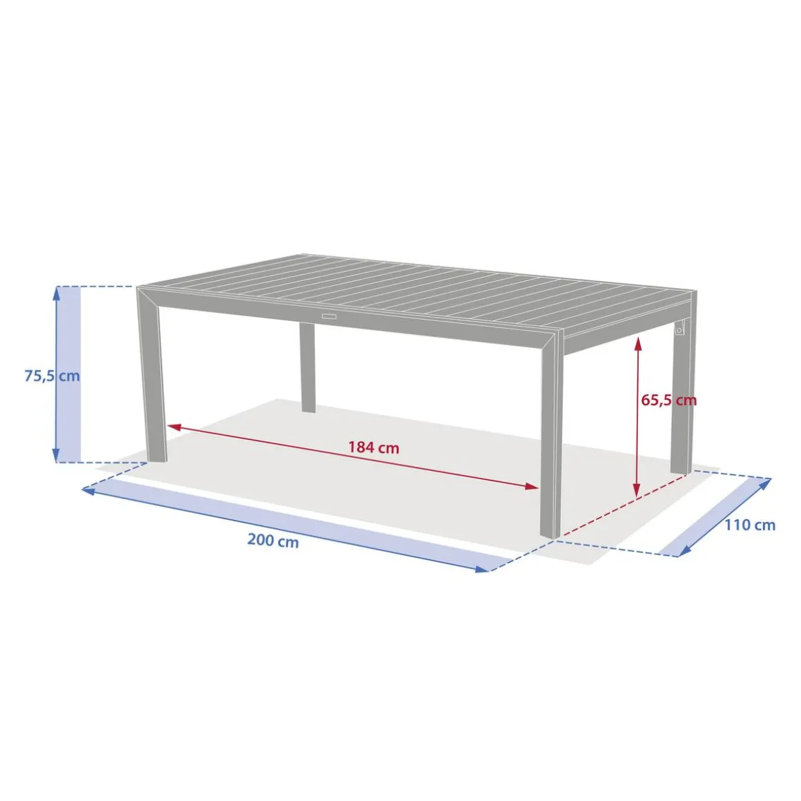 Table de jardin extensible rectangulaire EVASION Lin / Argile
