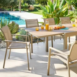 Table de jardin extensible rectangulaire PIAZZA Truffe / Café