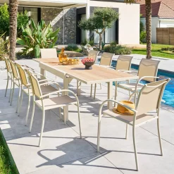 Table de jardin extensible rectangulaire PIAZZA Epeautre / Argile