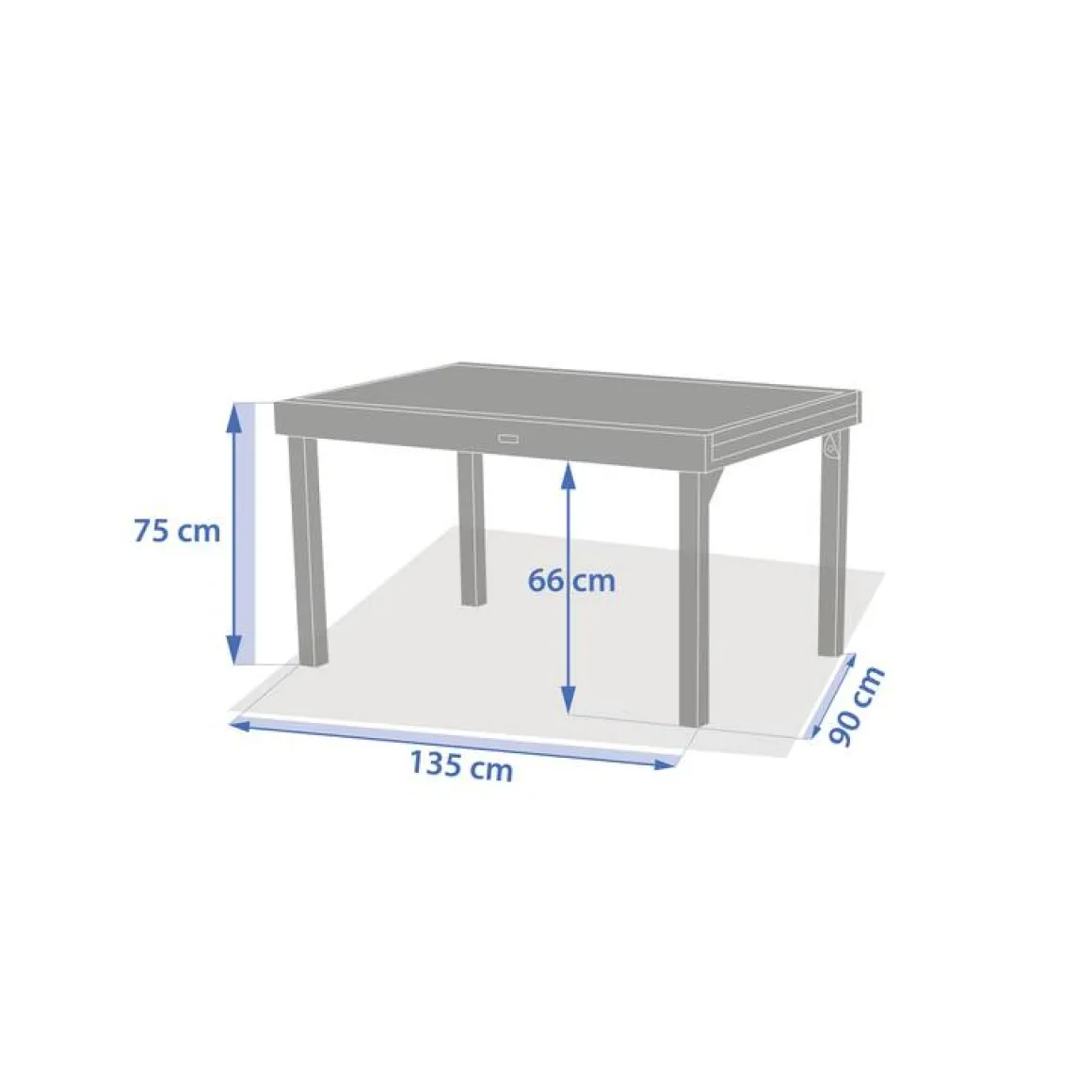 Table de jardin extensible rectangulaire PIAZZA Epeautre / Argile