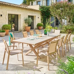 Table de jardin extensible rectangulaire AXIOME Argile / Honey