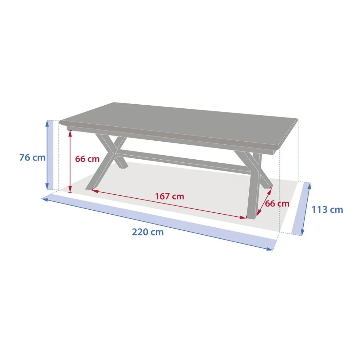 Table de jardin extensible rectangulaire AXIOME Argile / Honey