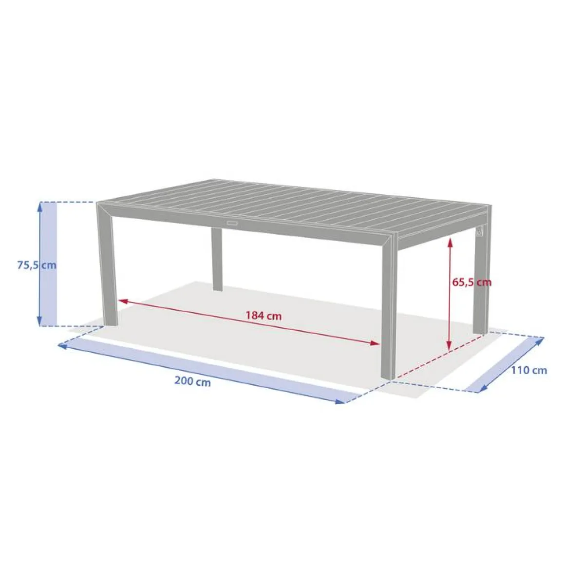 Table de jardin extensible rectangulaire EVASION Lin / Vert laurier