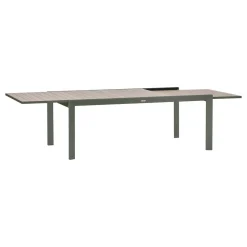 Table de jardin extensible rectangulaire EVASION Lin / Vert laurier