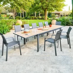 Table de jardin extensible rectangulaire EVASION Honey / Graphite