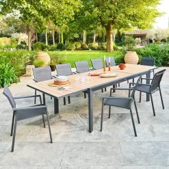 Table de jardin extensible rectangulaire EVASION Honey / Graphite