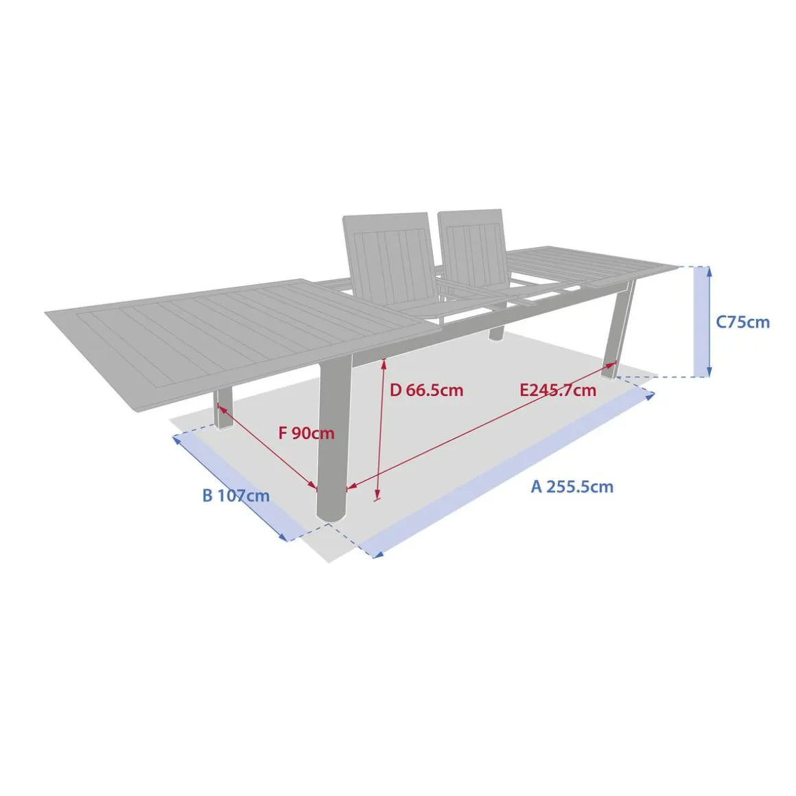 Table de jardin extensible rectangulaire MICEIRA Graphite & Honey